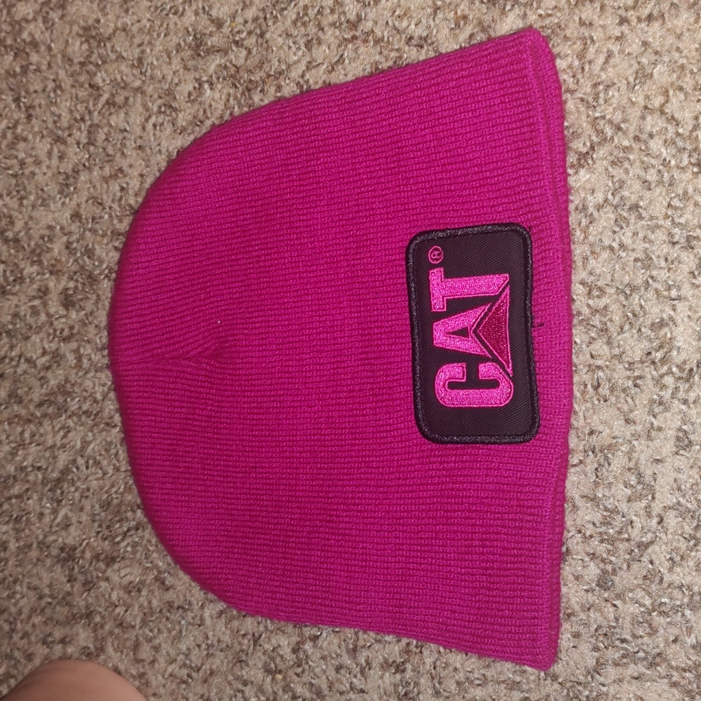 CAT Brand Stitched Patch Purple Knit Beanie Stretch Casual Unisex